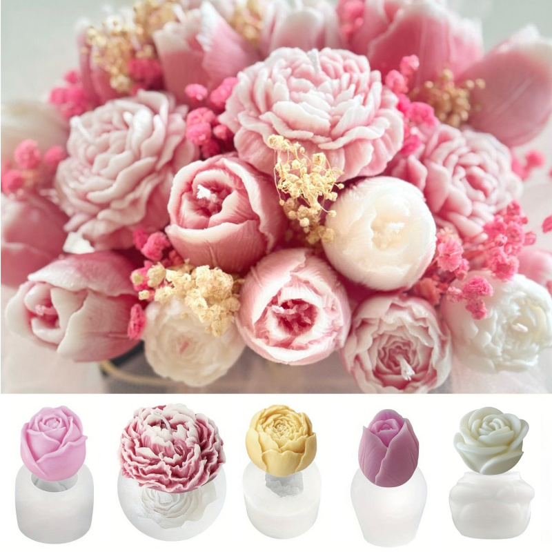 Candle Making Workshop - Five-Piece SetDIYFloral Candle Silicone Mold，Suitable for