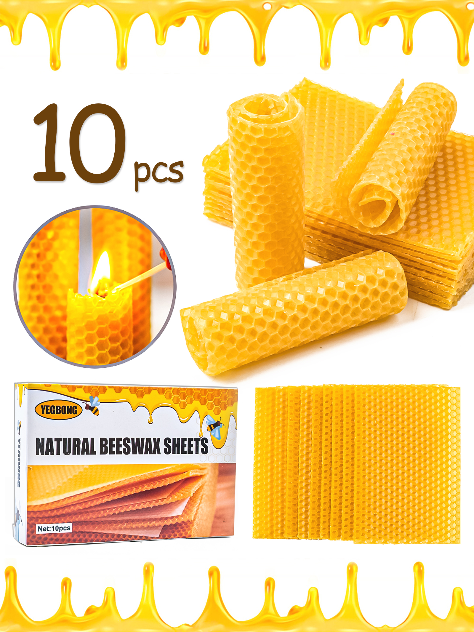 Candle Making Workshop - 10Pcs Natural Honeycomb Bee Wax Sheets
