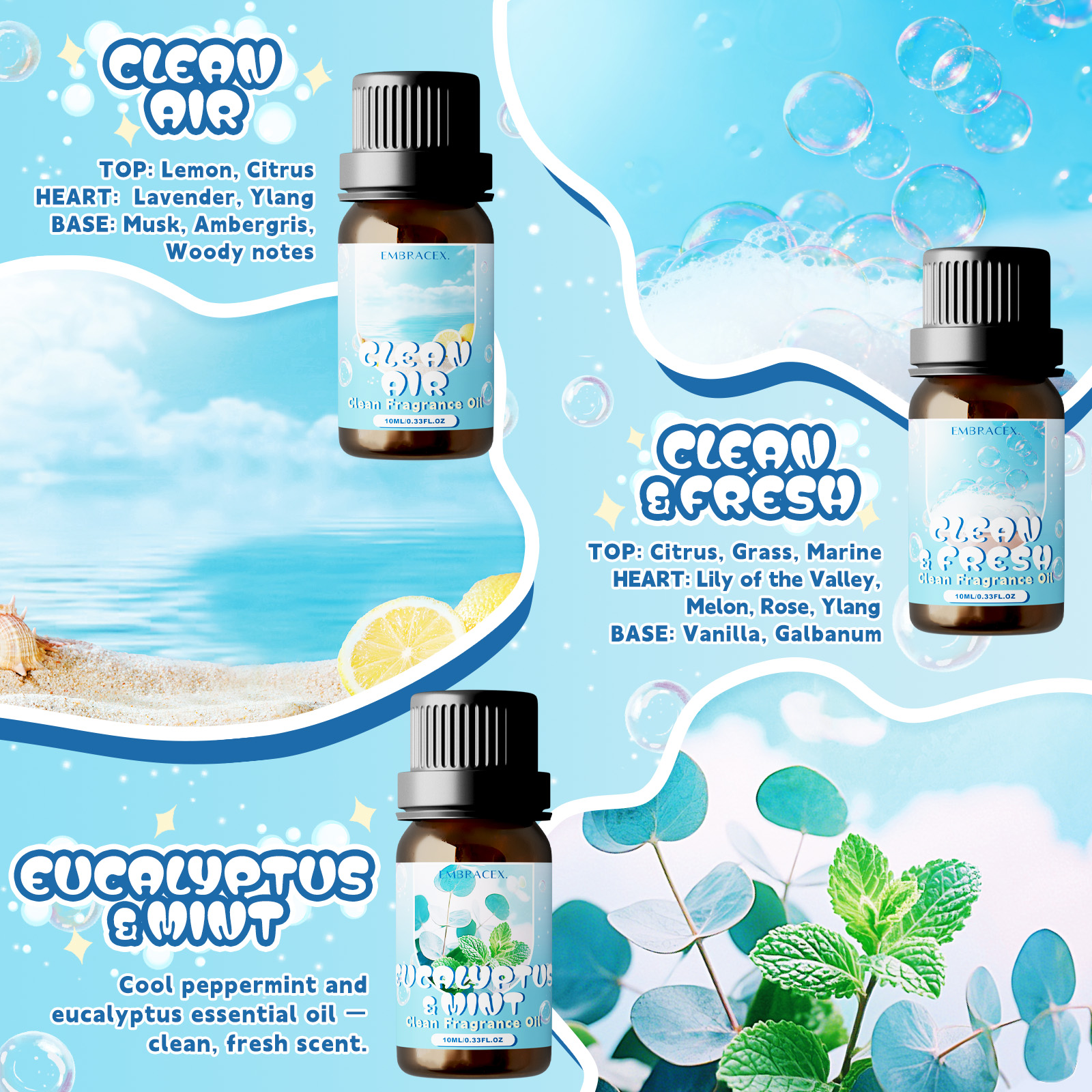 10ml Clean Air Essential Oil L - Candle Making Fragrance Oils บทวิจารณ์และราคา