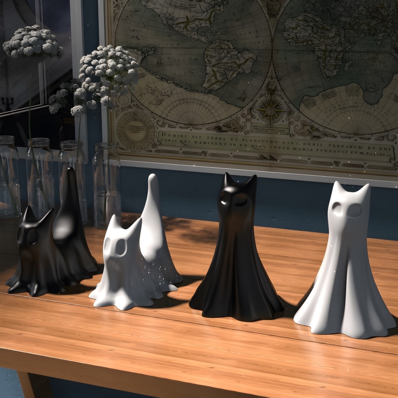 Ghost Cat Halloween Desktop Or - Candle Making Things บทวิจารณ์และราคา