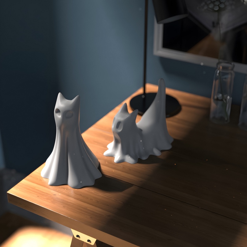 Ghost Cat Halloween Desktop Or - Candle Making Things บทวิจารณ์และราคา