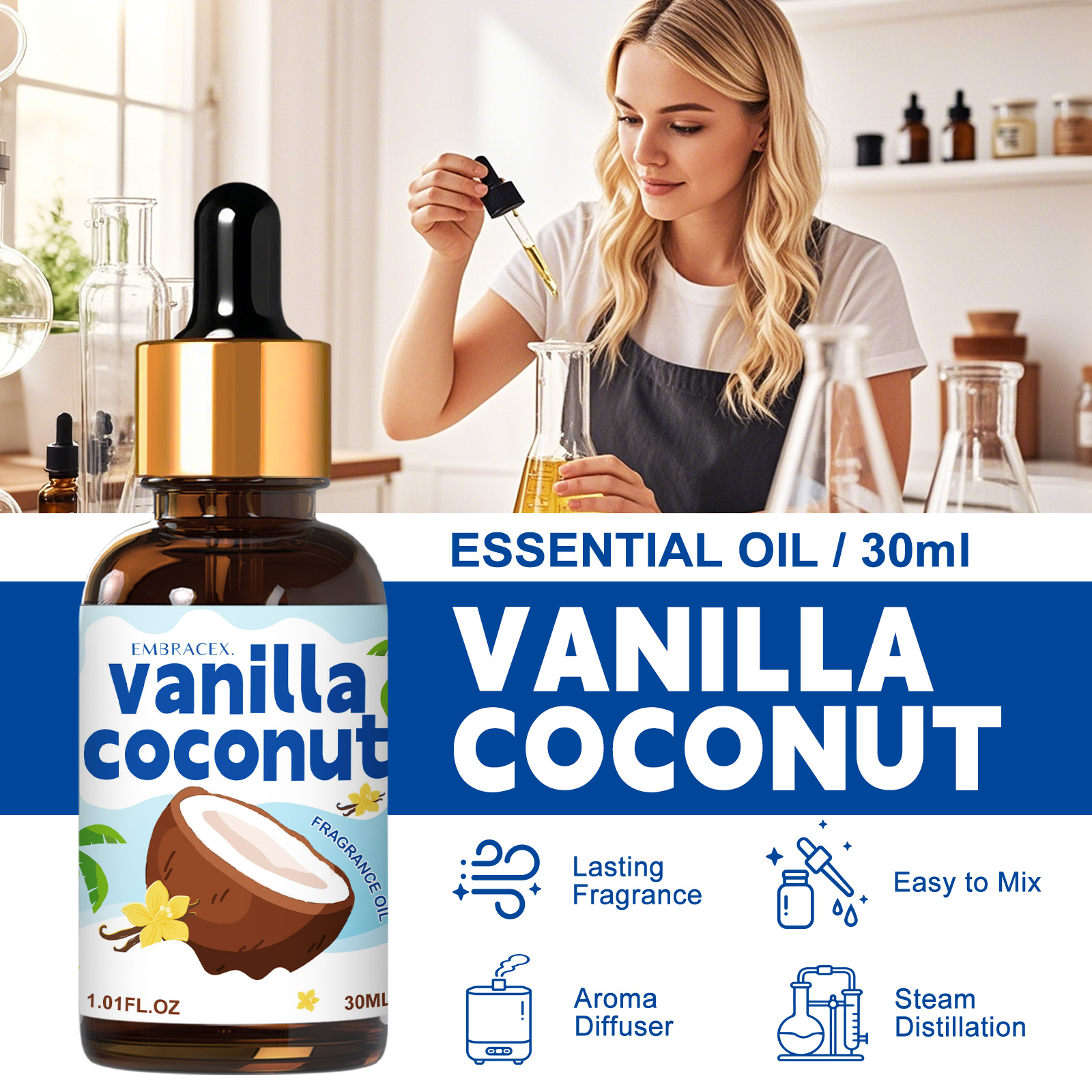 30ml Vanilla Coconut Essential - Candle Making Fragrance Oils บทวิจารณ์และราคา