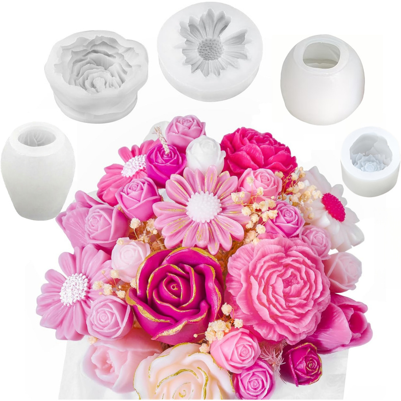 5Flower Candle Mold Set，3D Flo - Candle Making Workshop บทวิจารณ์และราคา