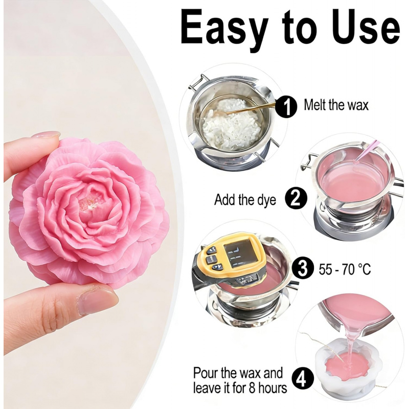 5Flower Candle Mold Set，3D Flo - Candle Making Workshop บทวิจารณ์และราคา