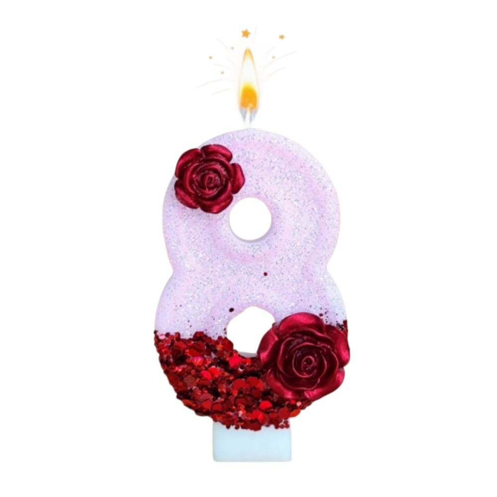 Number Pink Glitter Red Rose F - Candle Making Things บทวิจารณ์และราคา
