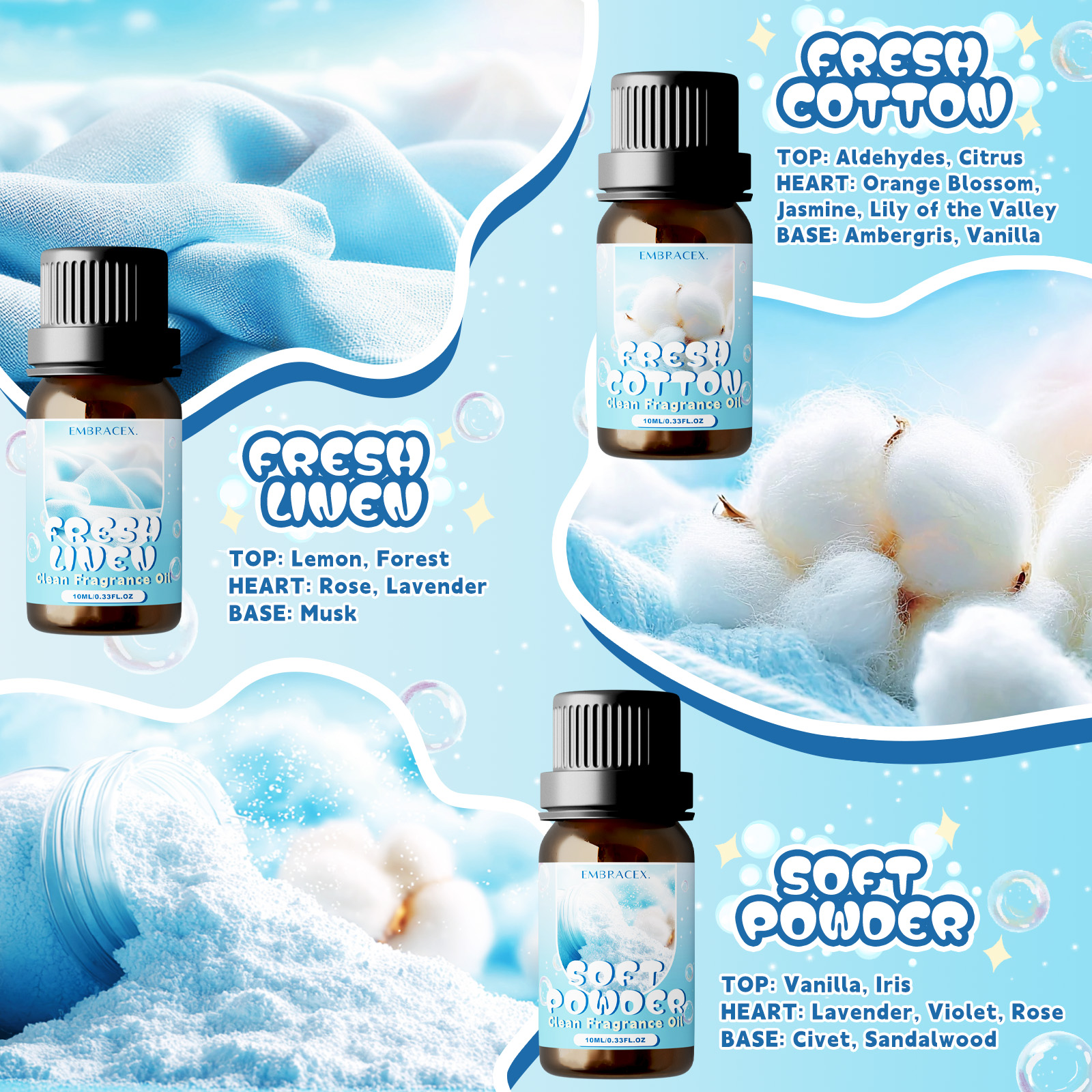 10ml Soft Powder Essential Oil - Candle Making Fragrance Oils บทวิจารณ์และราคา
